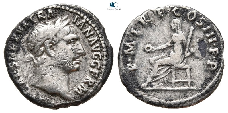Trajan AD 98-117. Rome
Denarius AR

19 mm., 2,63 g.



very fine