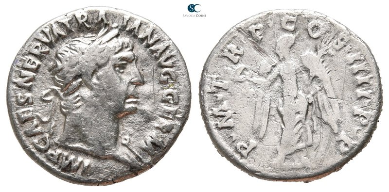 Trajan AD 98-117. Rome
Denarius AR

19 mm., 3,04 g.



very fine