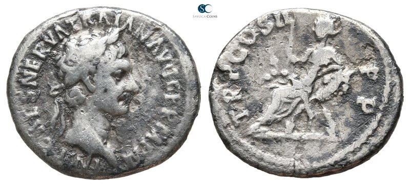 Trajan AD 98-117. Rome
Denarius AR

19 mm., 2,76 g.



nearly very fine