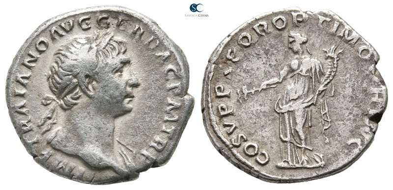 Trajan AD 98-117. Rome
Denarius AR

19 mm., 3,06 g.



very fine