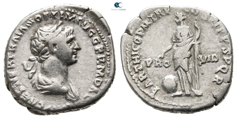 Trajan AD 98-117. Rome
Denarius AR

21 mm., 3,20 g.



very fine