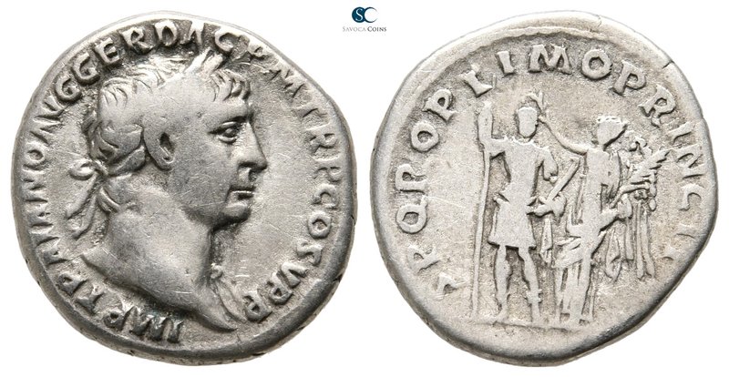 Trajan AD 98-117. Rome
Denarius AR

18 mm., 3,20 g.



very fine