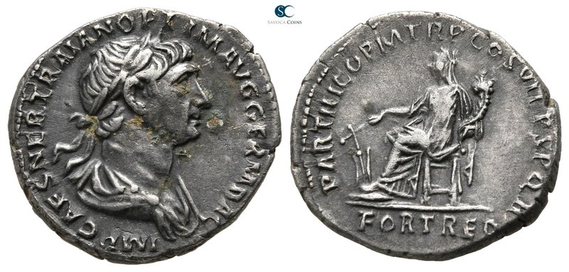 Trajan AD 98-117. Rome
Denarius AR

19 mm., 3,16 g.



very fine