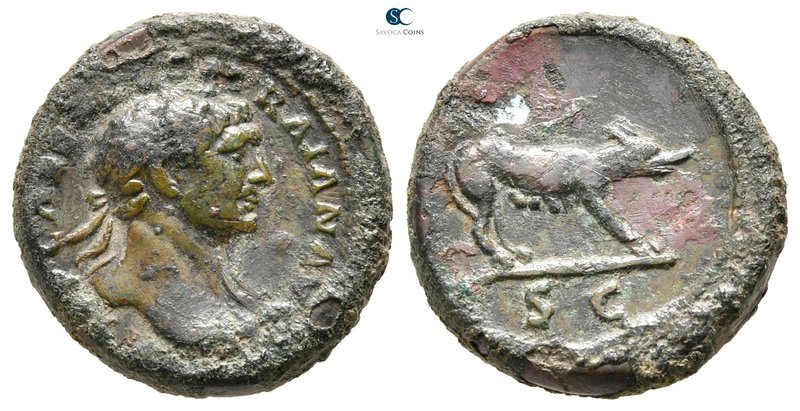 Trajan AD 98-117. Rome
Semis Æ

17 mm., 3,72 g.



very fine