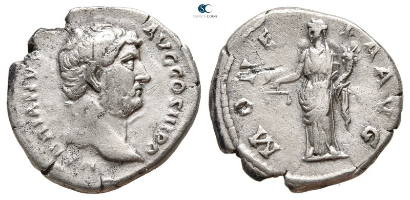 Hadrian AD 117-138. Rome
Denarius AR

19 mm., 2,88 g.



very fine