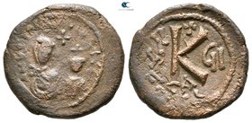 Heraclius with Heraclius Constantine AD 610-641. Isauriae. Half follis Æ