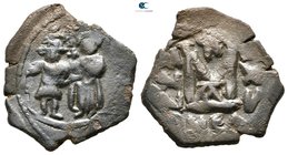 Heraclius, with Heraclius Constantine and Heraclonas AD 610-641. Constantinople. Follis Æ