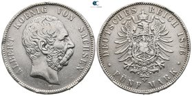 Germany. Sachsen. Albert AD 1873-1902. 5 Mark 1876