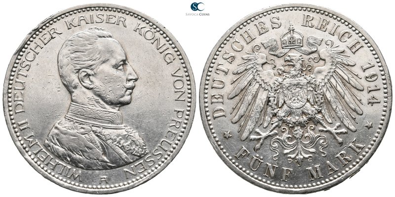 Germany. Preussen. Wilhelm II AD 1891-1918.
5 Mark 1914

39 mm., 27,77 g.

...
