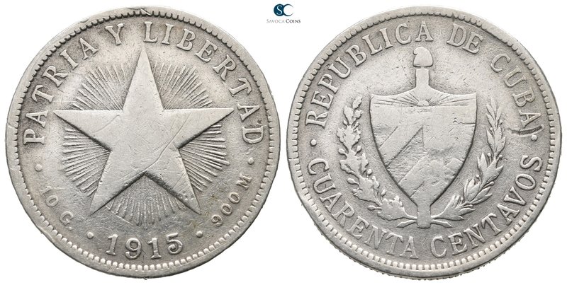 Cuba. AD 1915.
40 Centavos

30 mm., 9,59 g.



very fine