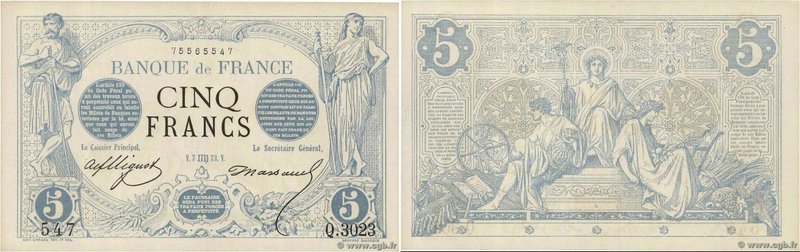 Country : FRANCE 
Face Value : 5 Francs NOIR 
Date : 07 août 1873 
Period/Pro...