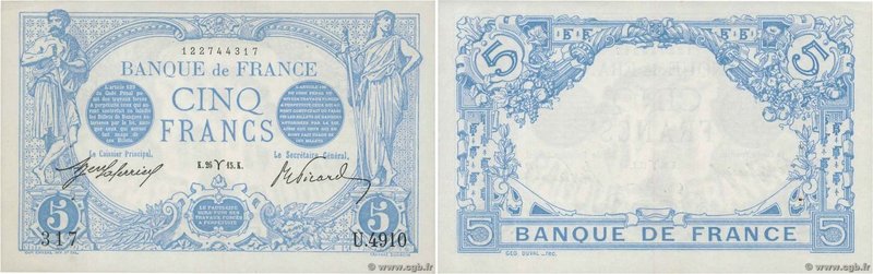 Country : FRANCE 
Face Value : 5 Francs BLEU 
Date : 26 mars 1915 
Period/Pro...