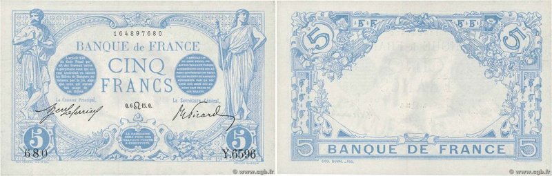 Country : FRANCE 
Face Value : 5 Francs BLEU 
Date : 06 juillet 1915 
Period/...