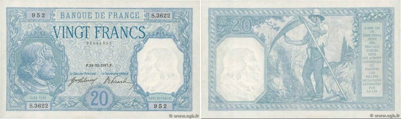 Country : FRANCE 
Face Value : 20 Francs BAYARD 
Date : 24 décembre 1917 
Per...