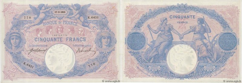 Country : FRANCE 
Face Value : 50 Francs BLEU ET ROSE 
Date : 17 septembre 191...