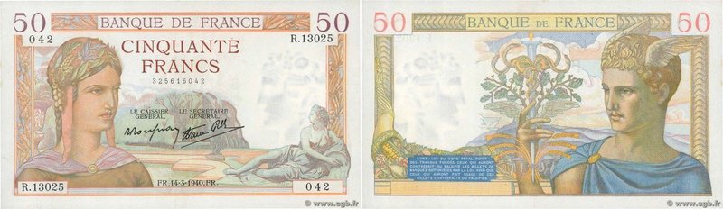 Country : FRANCE 
Face Value : 50 Francs CÉRÈS modifié 
Date : 14 mars 1940 
...