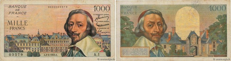 Country : FRANCE 
Face Value : 1000 Francs RICHELIEU Petit numéro 
Date : 02 a...