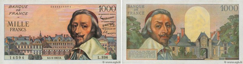 Country : FRANCE 
Face Value : 1000 Francs RICHELIEU 
Date : 05 septembre 1957...