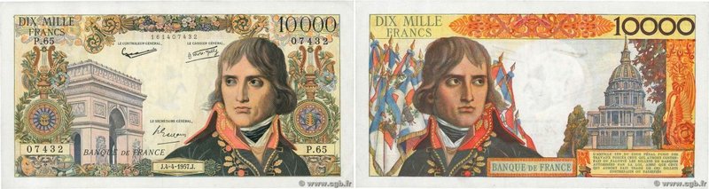Country : FRANCE 
Face Value : 10000 Francs BONAPARTE 
Date : 04 avril 1957 
...