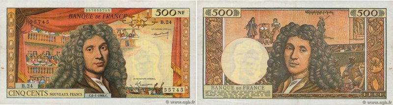 Country : FRANCE 
Face Value : 500 Nouveaux Francs MOLIÈRE 
Date : 06 janvier ...