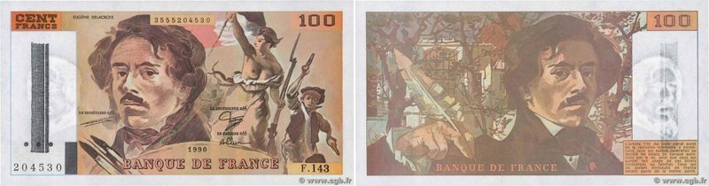 Country : FRANCE 
Face Value : 100 Francs DELACROIX imprimé en continu 
Date :...