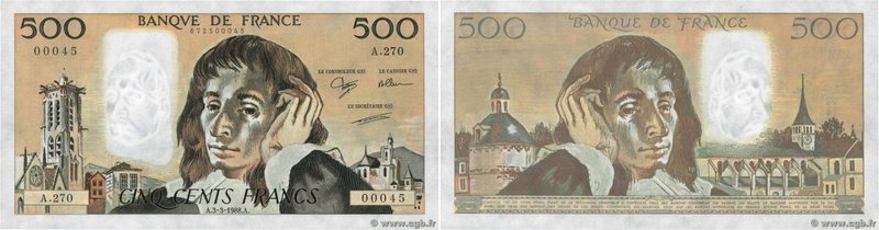 Country : FRANCE 
Face Value : 500 Francs PASCAL Petit numéro 
Date : 03 mars ...