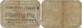 Country : GERMAN SOUTH WEST AFRICA 
Face Value : 50 Pfennig 
Date : (1916-1918) 
Period/Province/Bank : Swakopmunder Buchhandlung 
Catalogue refer...
