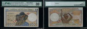 Country : FRENCH EQUATORIAL AFRICA 
Face Value : 100 Francs Spécimen 
Date : (1941) 
Period/Province/Bank : Afrique Française Libre 
Department : ...