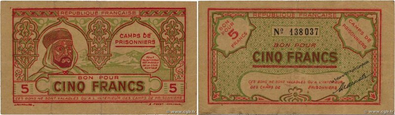 Country : ALGERIA 
Face Value : 5 Francs 
Date : (1943) 
Period/Province/Bank...