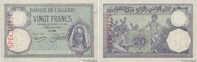 Country : ALGERIA 
Face Value : 20 Francs Spécimen 
Date : (1926) 
Period/Province/Bank : Banque de l'Algérie 
Catalogue reference : P.78s 
Addit...