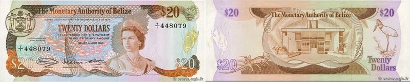 Country : BELIZE 
Face Value : 20 Dollars 
Date : 01 juin 1980 
Period/Provin...