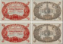 Country : GUADELOUPE 
Face Value : 5 Francs Cabasson rouge Consécutifs 
Date : (1934-1943) 
Period/Province/Bank : Banque de la Guadeloupe 
Catalo...