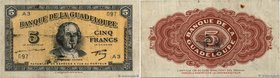 Country : GUADELOUPE 
Face Value : 5 Francs Type US 
Date : (1944) 
Period/Province/Bank : Banque de la Guadeloupe 
Catalogue reference : P.21a 
...
