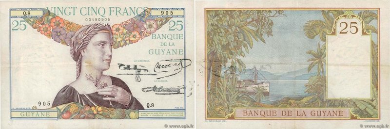 Country : FRENCH GUIANA 
Face Value : 25 Francs 
Date : (1940) 
Period/Provin...