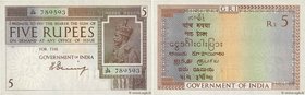 Country : INDIA 
Face Value : 5 Rupees 
Date : (1920-1925) 
Period/Province/Bank : Government of India 
Catalogue reference : P.4a 
Alphabet - si...