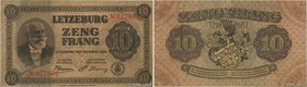 Country : LUXEMBOURG 
Face Value : 10 Frang Non émis 
Date : 20 avril 1940 
Period/Province/Bank : Occupation Allemande 
Catalogue reference : P.4...