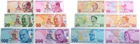 Country : TURKEY 
Face Value : 5 à 200 Lira Lot 
Date : 2009 
Period/Province/Bank : Türkiye Cümhuriyet Merkez Bankasi 
Catalogue reference : P.LO...