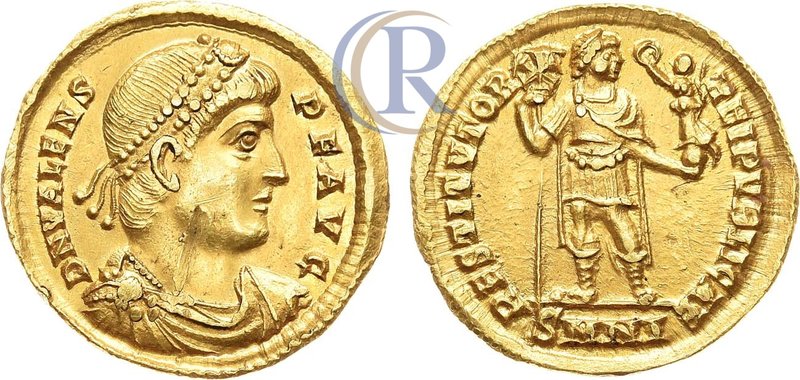 Roman Imperial. Valens. AV Solidus. AD 364-378.
Gold. 4,46g. 
Nicomedia. Av: "...