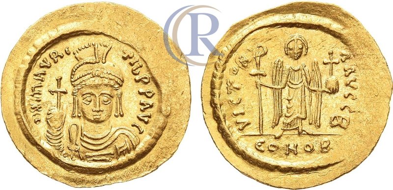 Byzantine. Maurice Tiberius. AV Solidus. 583-602.
Gold. 4,40g. Constantinople. ...