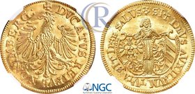 Holy Roman Empire. Imperial City Nuremberg. Ducat, without date (1640). In slab NGC MS62.
Gold.
KM155.
Священная Римская империя. Имперский город Н...