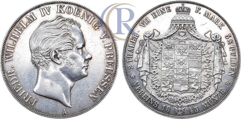 German States. Prussia. King Friedrich Wilhelm IV. Doubletaler 1843.
Silver. 37...