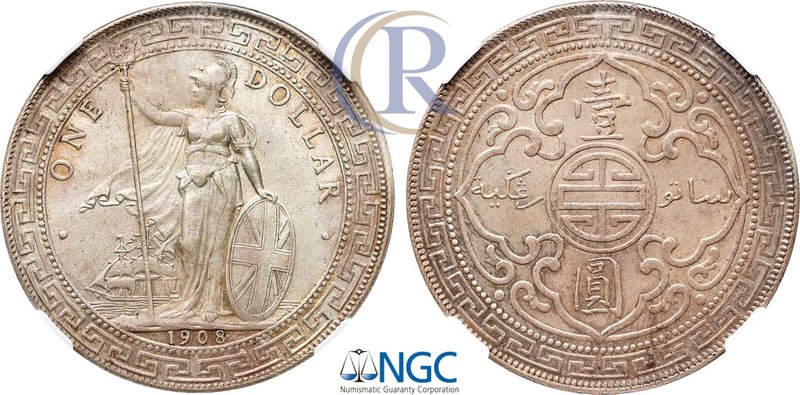 British Empire. Trade Dollar 1908 in slab NGC MS 62.
Silver. Bombay. 
KM T5 
...