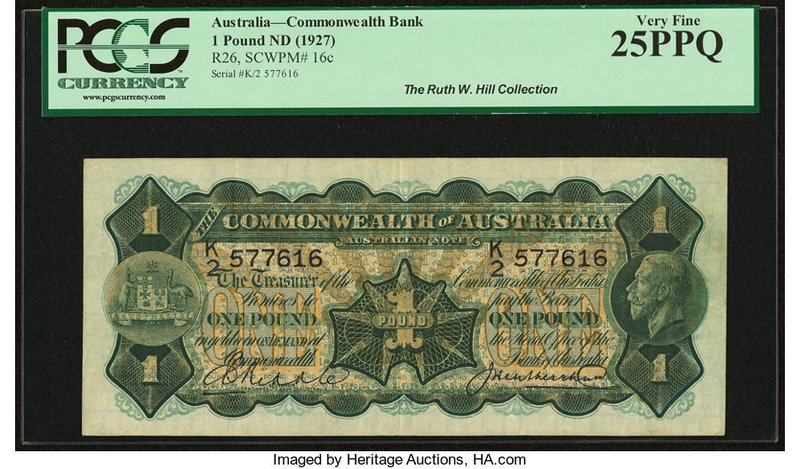 Australia Commonwealth Bank of Australia 1 Pound ND (1927) Pick 16c R26 PCGS Ver...