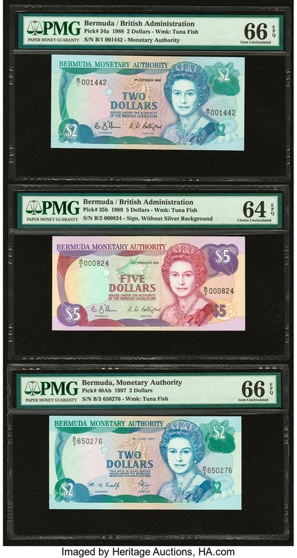 Bermuda Monetary Authority 2; 5; 2 Dollars 1.10.1988; 20.2.1989; 6.6.1997 Pick 3...