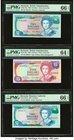 Bermuda Monetary Authority 2; 5; 2 Dollars 1.10.1988; 20.2.1989; 6.6.1997 Pick 34a; 35b; 40Ab Three Examples PMG Gem Uncirculated 66 EPQ (2); Choice U...