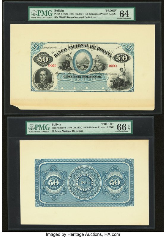 Bolivia Banco Nacional de Bolivia 50 Bolivianos 187x (ca. 1874) Pick S195fp; S19...