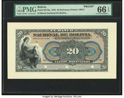 Bolivia Banco Nacional de Bolivia 20 Bolivianos 1910 Pick S217fp Front Proof PMG Gem Uncirculated 66 EPQ. Three POCs.

HID09801242017