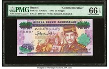 Brunei Negara Brunei Darussalam 25 Ringgit 1992 Pick 21 KNB21a Commemorative PMG Gem Uncirculated 66 EPQ. 

HID09801242017