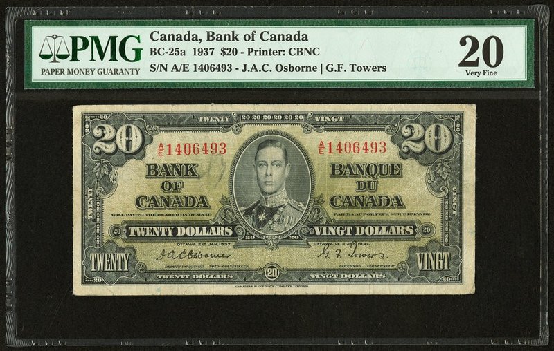 Canada Bank of Canada $20 2.1.1937 BC-25a PMG Very Fine 20. Annotation.

HID0980...