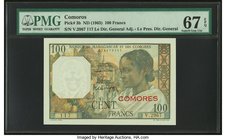 Comoros Banque de Madagascar et des Comores 100 Francs ND (1963) Pick 3b PMG Superb Gem Unc 67 EPQ. 

HID09801242017